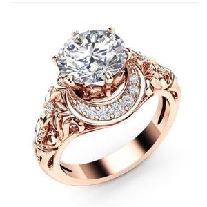 14kt Rose Gold Plated Floral Ring 5A Zircon Ring